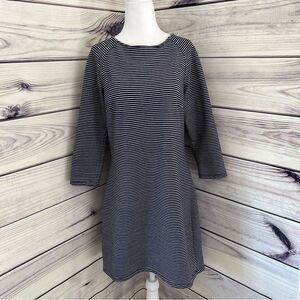 Workshop Republic Navy & White Striped 3/4 Sleeve Shift Dress